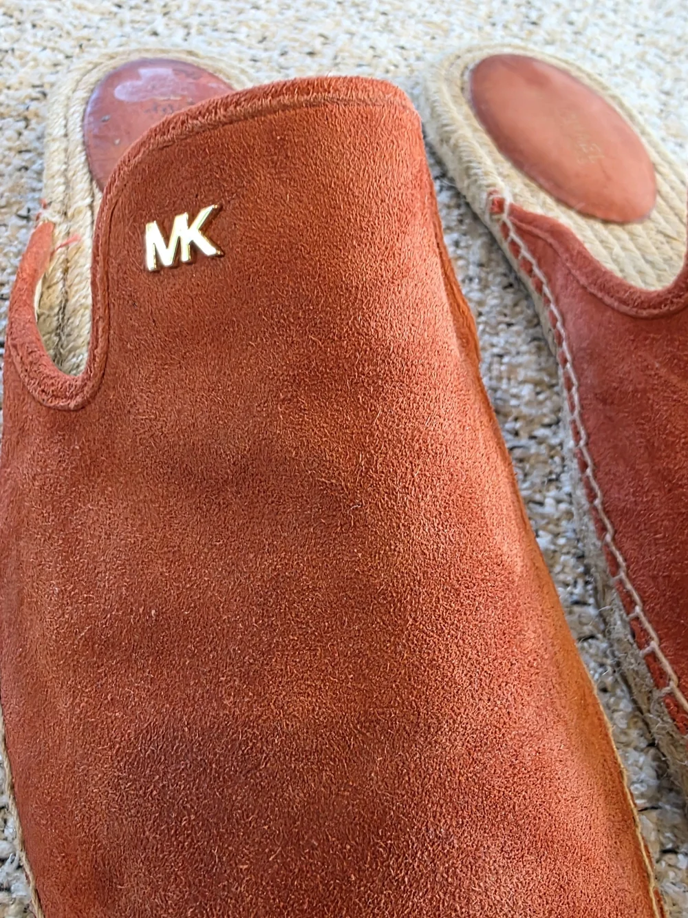 Michael Kors Coral Suede Leather Espadrille Mule Slides Slip On Shoes